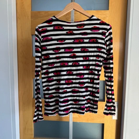 Proenza Schouler Black and White Striped Top with Red Accent - Picture 6 of 6